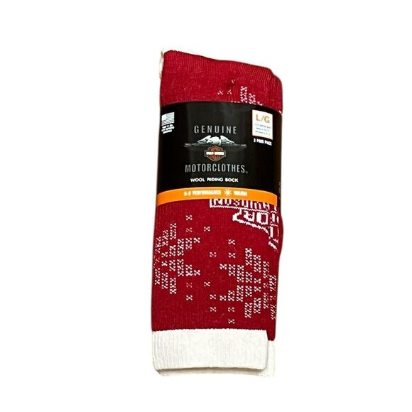 Harley-Davidson Wool Riding Socks, Snowflake Pattern, 2 Pairs, Size L, NWT - Picture 2 of 6